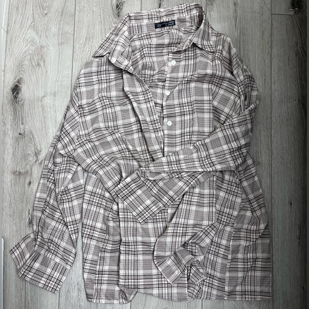 Button up, brown plaid